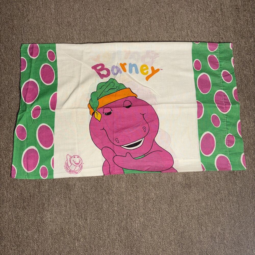 1992 Barney Twin Pillow Case Vintage Cool